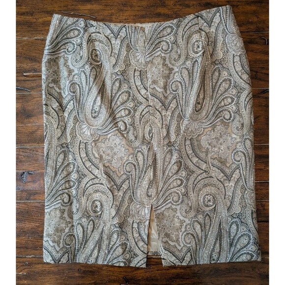 Bob Mackie Designer Sequin Paisley Skirt Vintage Glam Disco Y2K Party 34" W - Picture 7 of 8